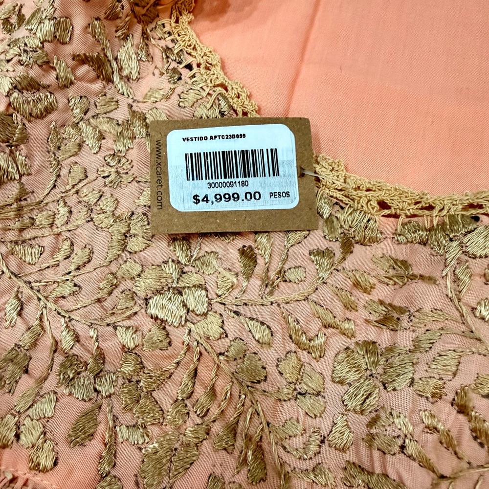 NWT Gold Embroidered Mexican Boutique Dress - Picture 7 of 7